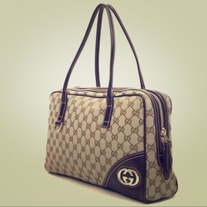 Gucci GG New Britt leather/canvas handbag